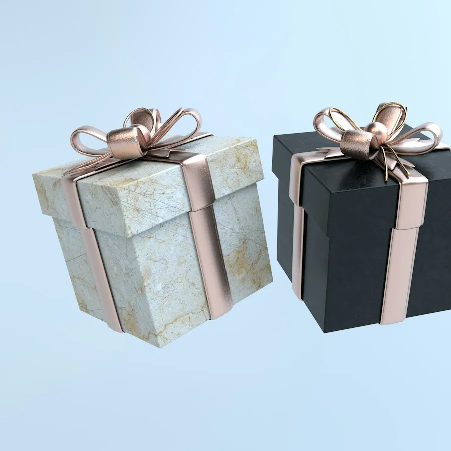 Kotak hadiah dengan pita emas